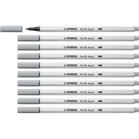Pennarello Stabilo Pen 68 brush - punta a pennello - M 1 mm grigio freddo medio - 568/95